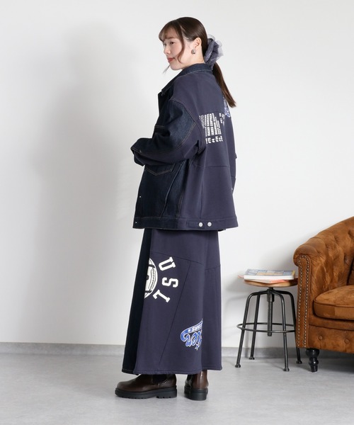 cepo（セポ）の「〈セットアップ対応〉REMAKEデニム×スウェットスカート（デニムスカート・レディース・ワンウォッシュ/ブルー系2・S/M/L）」の2枚目の写真