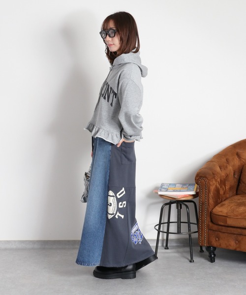 cepo（セポ）の「〈セットアップ対応〉REMAKEデニム×スウェットスカート（デニムスカート・レディース・ワンウォッシュ/ブルー系2・S/M/L）」の21枚目の写真