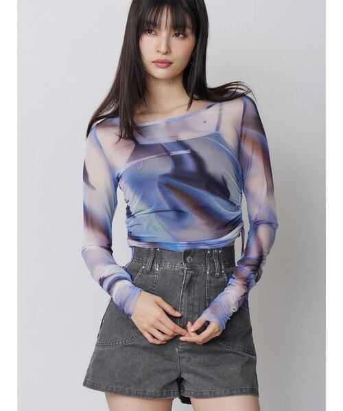 MURUA（ムルーア）の「シアートップス（Tシャツ/カットソー・レディース・オレンジ/ブラウン/ブルー・FREE）」の2枚目の写真