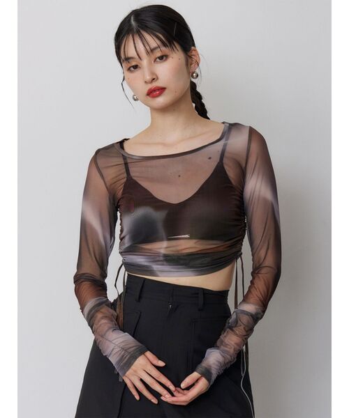 MURUA（ムルーア）の「シアートップス（Tシャツ/カットソー・レディース・オレンジ/ブラウン/ブルー・FREE）」の4枚目の写真