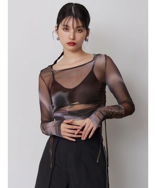 MURUA（ムルーア）の「シアートップス（Tシャツ/カットソー・レディース・オレンジ/ブラウン/ブルー・FREE）」の5枚目の写真