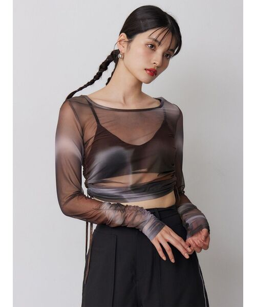 MURUA（ムルーア）の「シアートップス（Tシャツ/カットソー・レディース・オレンジ/ブラウン/ブルー・FREE）」の6枚目の写真