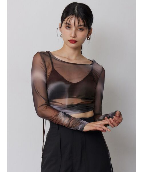 MURUA（ムルーア）の「シアートップス（Tシャツ/カットソー・レディース・オレンジ/ブラウン/ブルー・FREE）」の7枚目の写真