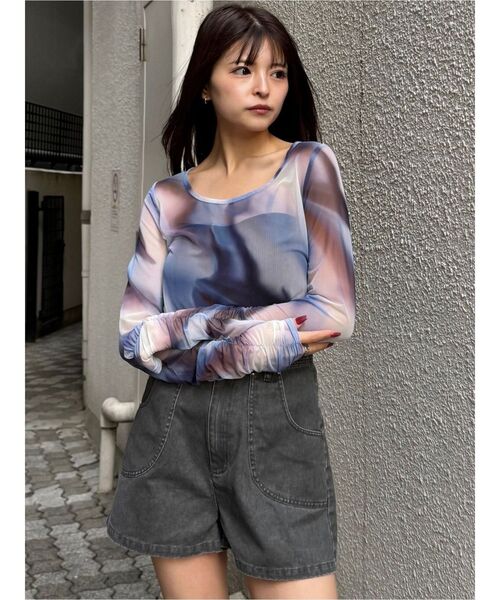 MURUA（ムルーア）の「シアートップス（Tシャツ/カットソー・レディース・オレンジ/ブラウン/ブルー・FREE）」の12枚目の写真