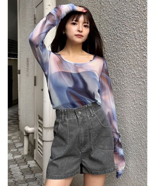 MURUA（ムルーア）の「シアートップス（Tシャツ/カットソー・レディース・オレンジ/ブラウン/ブルー・FREE）」の13枚目の写真