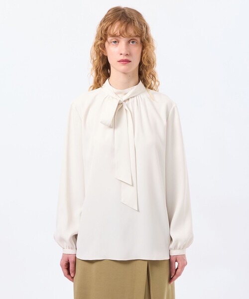 MACKINTOSH PHILOSOPHY（ﾏｯｷﾝﾄｯｼｭ ﾌｨﾛｿﾌｨｰ）の「【LEE4月号/蛯原友里さん着用】アムンゼンボウタイブラウス（シャツ/ブラウス・レディース・ベージュ/ホワイト系その他/グレー系その他・38）」の8枚目の写真
