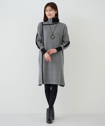 配色ライン入りニットワンピース