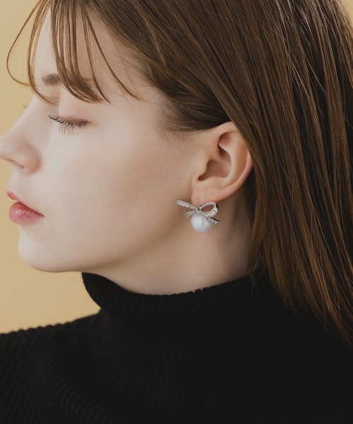 LA MUe(ラミュー)の「【LA MUe】ニッケルフリー リボン×パール ピアス(ピアス(両耳用)・レディース・シルバー/ゴールド・FREE)」の13枚目の写真