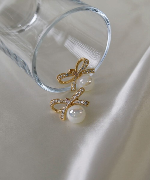 LA MUe(ラミュー)の「【LA MUe】ニッケルフリー リボン×パール ピアス(ピアス(両耳用)・レディース・シルバー/ゴールド・FREE)」の20枚目の写真