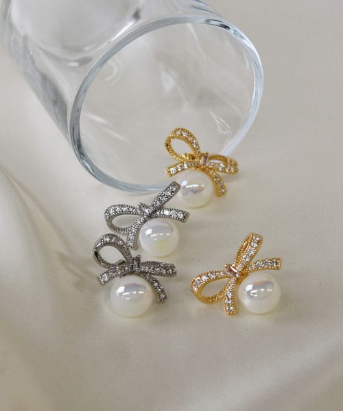 LA MUe(ラミュー)の「【LA MUe】ニッケルフリー リボン×パール ピアス(ピアス(両耳用)・レディース・シルバー/ゴールド・FREE)」の22枚目の写真