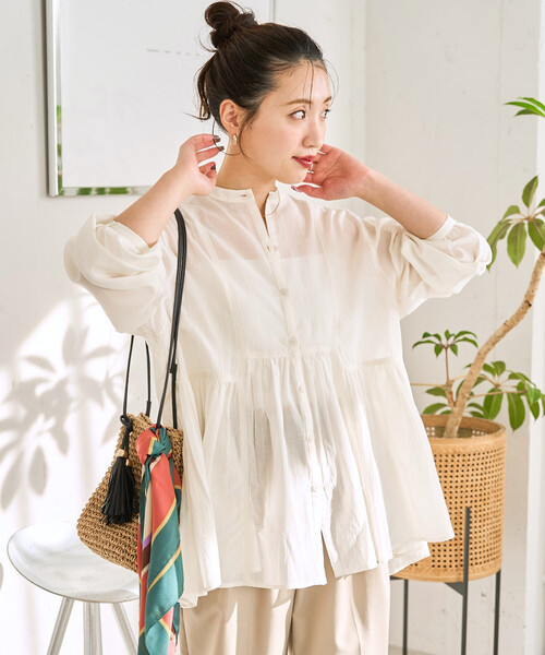 FREAK'S STORE(フリークスストア)の「限定展開 シアー ボイル フロント ボタン ギャザー ブラウス(シャツ/ブラウス・レディース・ブラウン/イエロー/オフホワイト/ブラック/ブルーグリーン/ライトブルー・フリ-)」の15枚目の写真