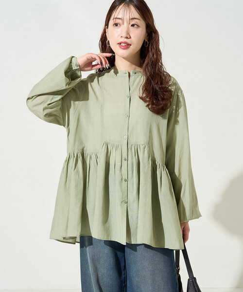 FREAK'S STORE(フリークスストア)の「限定展開 シアー ボイル フロント ボタン ギャザー ブラウス(シャツ/ブラウス・レディース・ブラウン/イエロー/オフホワイト/ブラック/ブルーグリーン/ライトブルー・フリ-)」の19枚目の写真