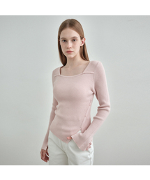 MONGDOL（モンドル）の「スクエアネックレイヤード斜めボタンリブニットトップ MDKT123_6 Colors（ニット/セーター）」