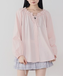 フリルギャザーネック　シャツブラウス