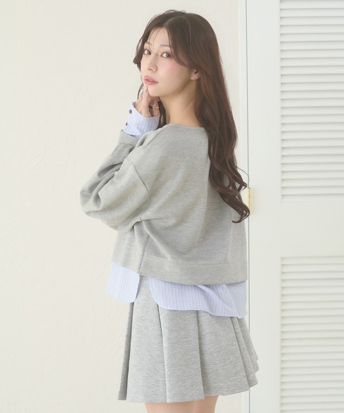 Ambre Neige（アンブルネージュ）の「punch fake layered tops / ポンチフェイクレイヤードトップス（Tシャツ/カットソー・レディース・アイボリー/ライトピンク/グレー・FREE）」の15枚目の写真
