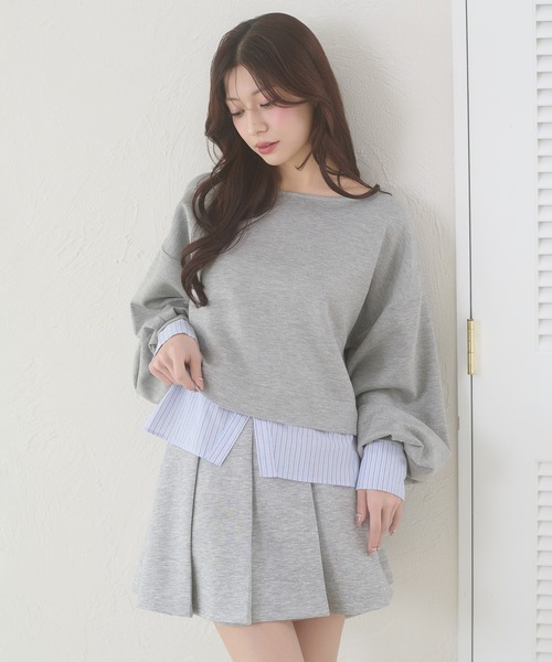 Ambre Neige（アンブルネージュ）の「punch fake layered tops / ポンチフェイクレイヤードトップス（Tシャツ/カットソー・レディース・アイボリー/ライトピンク/グレー・FREE）」の17枚目の写真