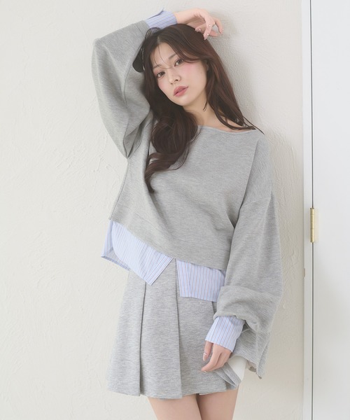 Ambre Neige（アンブルネージュ）の「punch fake layered tops / ポンチフェイクレイヤードトップス（Tシャツ/カットソー・レディース・アイボリー/ライトピンク/グレー・FREE）」の18枚目の写真