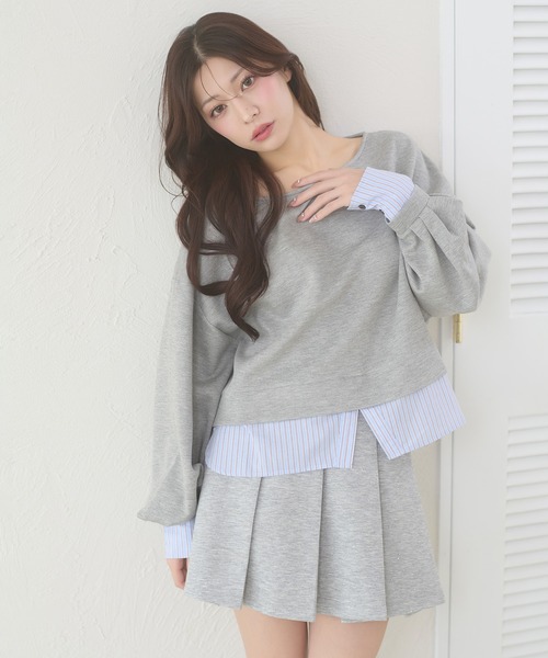 Ambre Neige（アンブルネージュ）の「punch fake layered tops / ポンチフェイクレイヤードトップス（Tシャツ/カットソー・レディース・アイボリー/ライトピンク/グレー・FREE）」の19枚目の写真