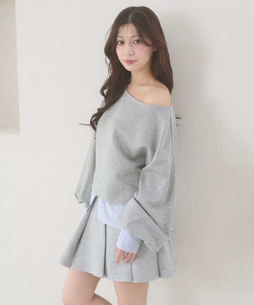 Ambre Neige（アンブルネージュ）の「punch fake layered tops / ポンチフェイクレイヤードトップス（Tシャツ/カットソー・レディース・アイボリー/ライトピンク/グレー・FREE）」の20枚目の写真