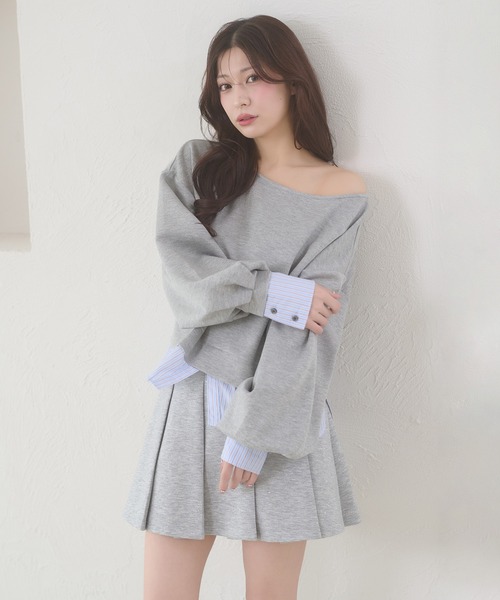 Ambre Neige（アンブルネージュ）の「punch fake layered tops / ポンチフェイクレイヤードトップス（Tシャツ/カットソー・レディース・アイボリー/ライトピンク/グレー・FREE）」の21枚目の写真