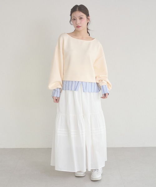 Ambre Neige（アンブルネージュ）の「punch fake layered tops / ポンチフェイクレイヤードトップス（Tシャツ/カットソー・レディース・アイボリー/ライトピンク/グレー・FREE）」の12枚目の写真