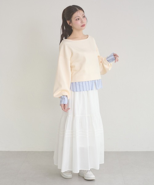 Ambre Neige（アンブルネージュ）の「punch fake layered tops / ポンチフェイクレイヤードトップス（Tシャツ/カットソー・レディース・アイボリー/ライトピンク/グレー・FREE）」の13枚目の写真