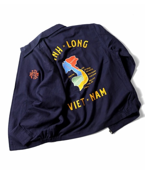 HOUSTON ヒューストン COTTON VIETNAM JACKET（MAP） 地図柄 刺繍