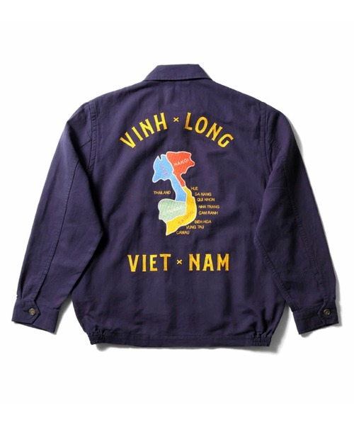 HOUSTON（ヒューストン）の「HOUSTON ヒューストン COTTON VIETNAM JACKET（MAP） 地図柄 刺繍 コットンリネン ベトナムジャケット/ベトジャン/スーベニアジャケット（ブルゾン・メンズ・ナチュラル/ブラック/ネイビー・XL/L/M）」の10枚目の写真