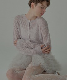 sheer mohair tulle peplum cardigan