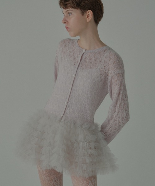 HONEY MI HONEY(ハニーミーハニー)の「sheer mohair tulle peplum cardigan(カーディガン/ボレロ・レディース・ラベンダー/ミント/ピンク/グレー/サックスブルー・FREE)」の16枚目の写真