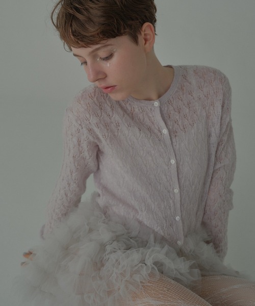 HONEY MI HONEY(ハニーミーハニー)の「sheer mohair tulle peplum cardigan(カーディガン/ボレロ・レディース・ラベンダー/ミント/ピンク/グレー/サックスブルー・FREE)」の14枚目の写真