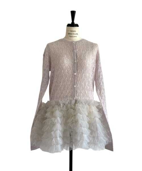 HONEY MI HONEY(ハニーミーハニー)の「sheer mohair tulle peplum cardigan(カーディガン/ボレロ・レディース・ラベンダー/ミント/ピンク/グレー/サックスブルー・FREE)」の6枚目の写真