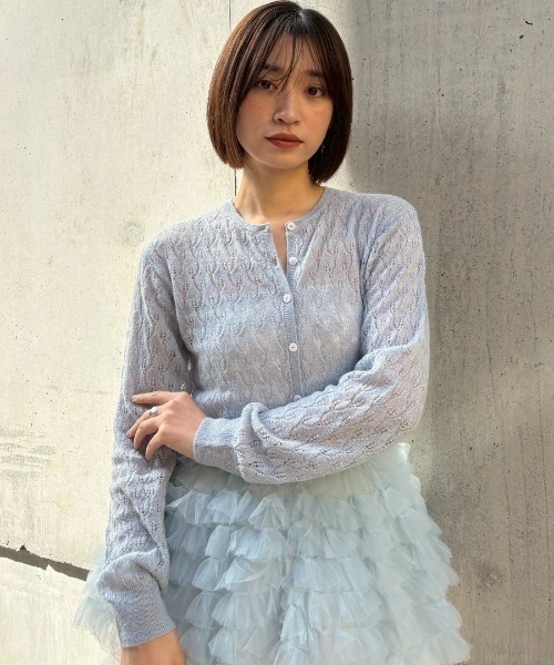 HONEY MI HONEY(ハニーミーハニー)の「sheer mohair tulle peplum cardigan(カーディガン/ボレロ・レディース・ラベンダー/ミント/ピンク/グレー/サックスブルー・FREE)」の11枚目の写真