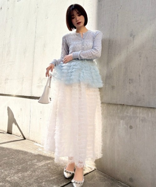 HONEY MI HONEY(ハニーミーハニー)の「sheer mohair tulle peplum cardigan(カーディガン/ボレロ・レディース・ラベンダー/ミント/ピンク/グレー/サックスブルー・FREE)」の10枚目の写真