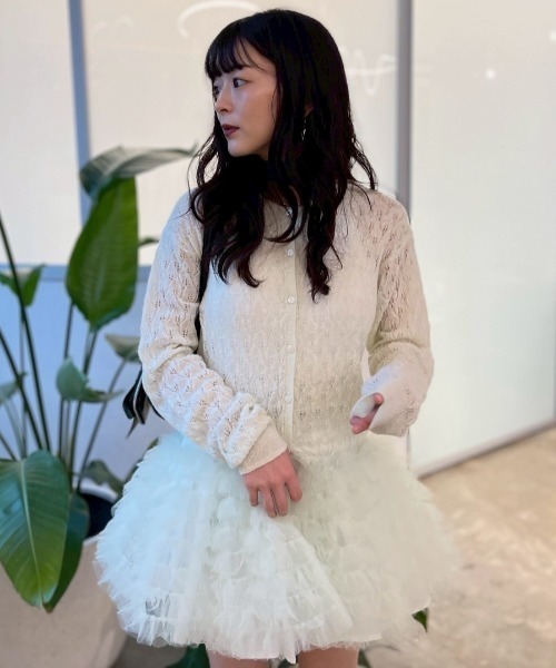 HONEY MI HONEY(ハニーミーハニー)の「sheer mohair tulle peplum cardigan(カーディガン/ボレロ・レディース・ラベンダー/ミント/ピンク/グレー/サックスブルー・FREE)」の13枚目の写真