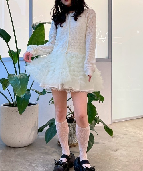HONEY MI HONEY(ハニーミーハニー)の「sheer mohair tulle peplum cardigan(カーディガン/ボレロ・レディース・ラベンダー/ミント/ピンク/グレー/サックスブルー・FREE)」の12枚目の写真