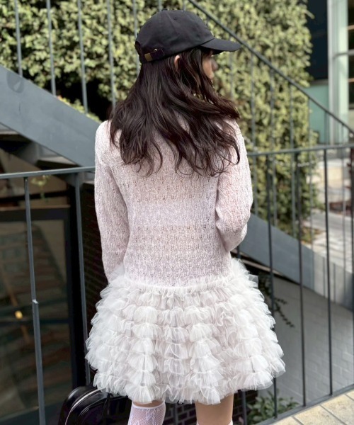 HONEY MI HONEY(ハニーミーハニー)の「sheer mohair tulle peplum cardigan(カーディガン/ボレロ・レディース・ラベンダー/ミント/ピンク/グレー/サックスブルー・FREE)」の8枚目の写真
