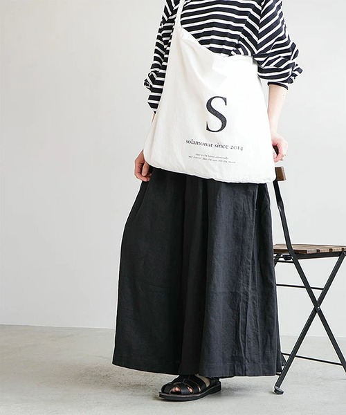 solamonat poche(ソラモナポッシェ)の「リネンキャンバスキュロット(その他パンツ・レディース・オフホワイト/チャコール/ブラック/ベージュ・2)」の2枚目の写真