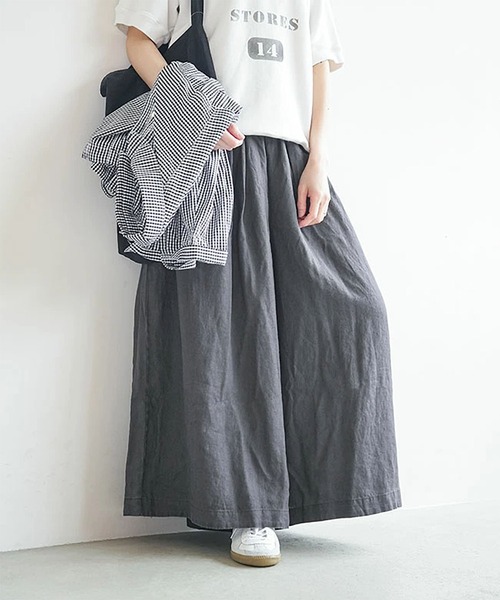solamonat poche(ソラモナポッシェ)の「リネンキャンバスキュロット(その他パンツ・レディース・オフホワイト/チャコール/ブラック/ベージュ・2)」の9枚目の写真