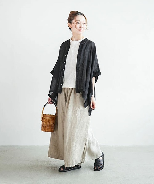 solamonat poche(ソラモナポッシェ)の「リネンキャンバスキュロット(その他パンツ・レディース・オフホワイト/チャコール/ブラック/ベージュ・2)」の12枚目の写真