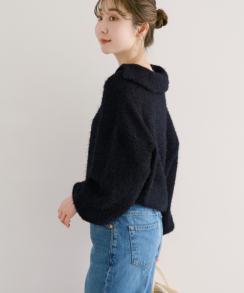 Noble（ノーブル）の「フェザーカノコスキッパーニット（ニット/セーター・レディース・ネイビー/アイボリー・FREE）」の3枚目の写真