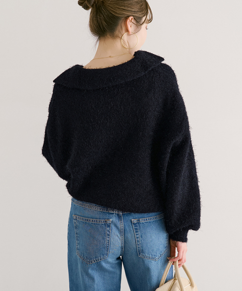 Noble（ノーブル）の「フェザーカノコスキッパーニット（ニット/セーター・レディース・ネイビー/アイボリー・FREE）」の4枚目の写真