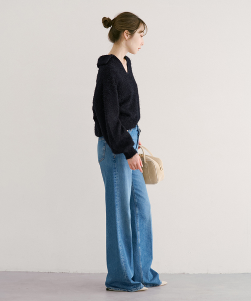 Noble（ノーブル）の「フェザーカノコスキッパーニット（ニット/セーター・レディース・ネイビー/アイボリー・FREE）」の6枚目の写真