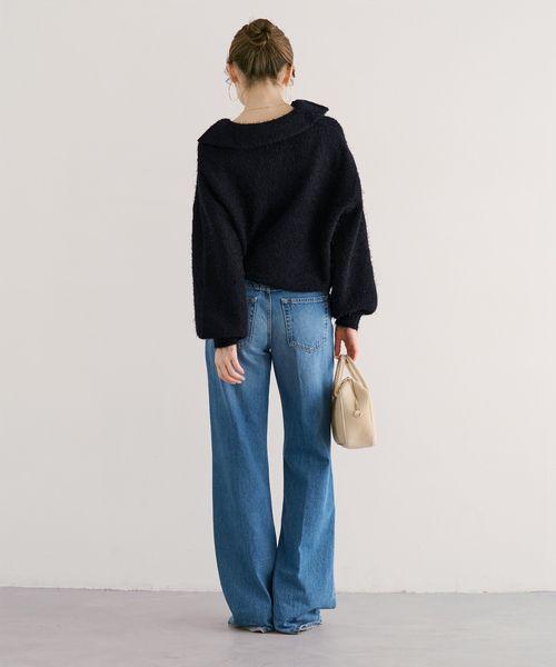 Noble（ノーブル）の「フェザーカノコスキッパーニット（ニット/セーター・レディース・ネイビー/アイボリー・FREE）」の7枚目の写真