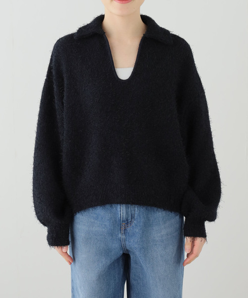 Noble（ノーブル）の「フェザーカノコスキッパーニット（ニット/セーター・レディース・ネイビー/アイボリー・FREE）」の15枚目の写真