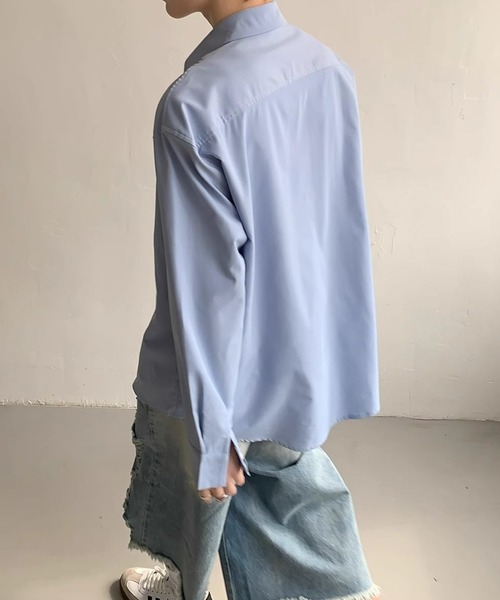 WESTBOY（ウエストボーイ）の「パールロゴオーバーサイズ ストリート ルーズフィットシャツ WO26S5TP17（シャツ/ブラウス・メンズ・ブラック/ブルー・XL/M/L）」の5枚目の写真