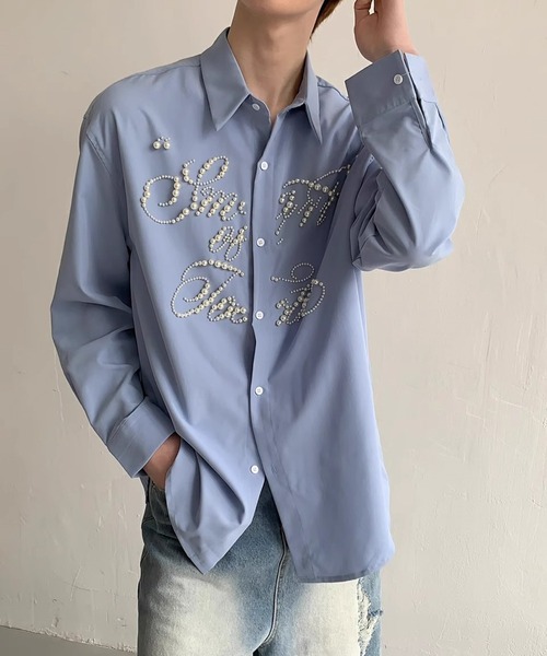 WESTBOY（ウエストボーイ）の「パールロゴオーバーサイズ ストリート ルーズフィットシャツ WO26S5TP17（シャツ/ブラウス・メンズ・ブラック/ブルー・XL/M/L）」の6枚目の写真