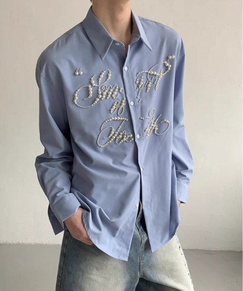 WESTBOY（ウエストボーイ）の「パールロゴオーバーサイズ ストリート ルーズフィットシャツ WO26S5TP17（シャツ/ブラウス・メンズ・ブラック/ブルー・XL/M/L）」の8枚目の写真