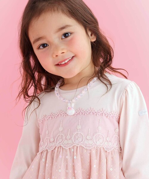 SLAP SLIP（スラップスリップ）の「【スラプリ】キラキラチュールドッキングワンピース(80~130cm)（ワンピース・キッズ・ピンク/イエロー・120cm/80ｃｍ/110cm/130cm/100cm/90cm）」の6枚目の写真