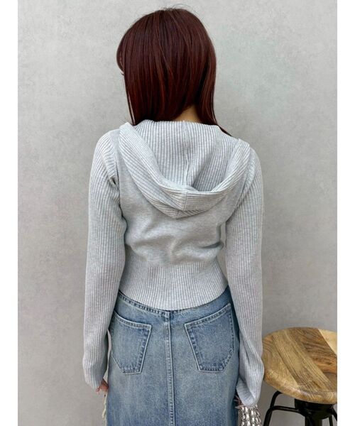 EVRIS（エヴリス）の「ワンポイントジップアップニットフーディー（ニット/セーター・レディース・ブラック/グレー/ブルー・FREE）」の13枚目の写真